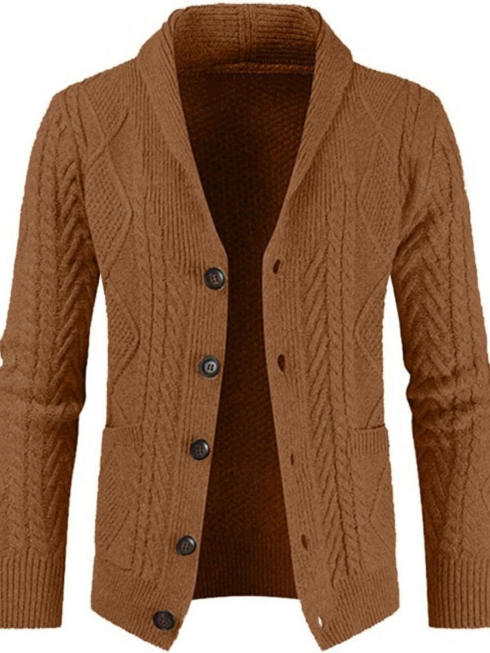Cozy Men's Shawl Collar Cable Knit Cardigan Sweater - Stylish & Warm Knitwear